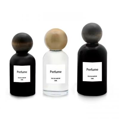 Best Sales Perfume Glass Bottle 100ml 30ml 50ml Round Glass Perfume Bottle Perfume Black Luxury Bottle With Package