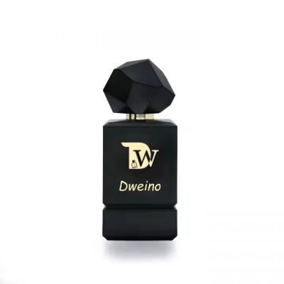 Best-selling Square Perfume Bottle Matte Black Glass Bottle for Perfume 50Ml Glass Perfume Bottle With Polygonal Lid