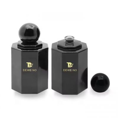 Unique Perfume Spray Bottles Octagonal Perfume Black Glass Bottle 100Ml Perfume Bottle With Box Packaging