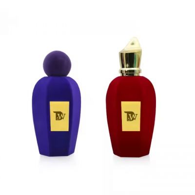 Unique Luxury Perfume Bottle Flocked100MI Perfume Bottle Red Empty Perfume Bottle Set With Box Packaging