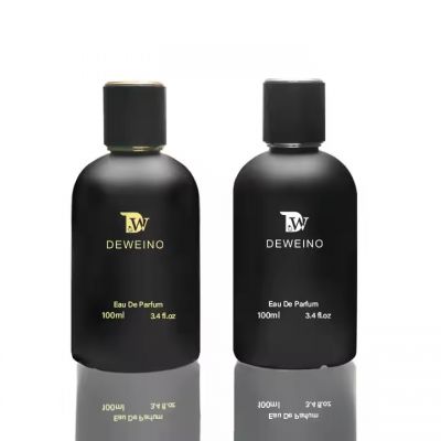 Custom Logo Frosted Perfume Bottle Black Round Perfume Glass Bottle 100Ml Perfumes Bottles With Packages Black