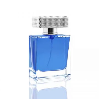 Custom Premium Perfume Bottle Clear Perfume Glass Bottle Square Perfume Bottle 50 Ml With Box Packaging