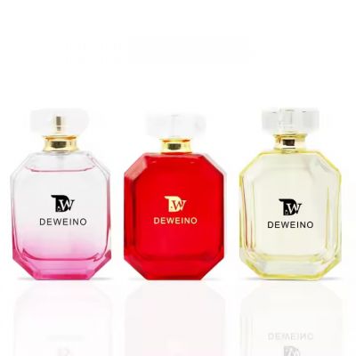 Wholesale Perfume Bottle 100Ml Polygon Glass Bottle Perfume Spray Red Perfume Box Packaging With Logo for Bottle