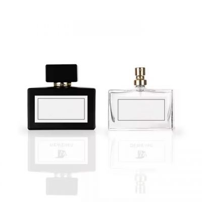Eco-Friendly Perfume Bottle Design Square Perfume Bottle Glass Black Perfume Bottle 50 Ml With Box Packaging