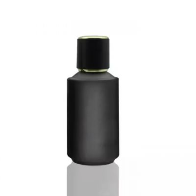Custom Logo Perfume Bottle 50 Ml Black Glass Perfume Bottles Round Custom Logo Empty Perfume Bottle With Box Packaging