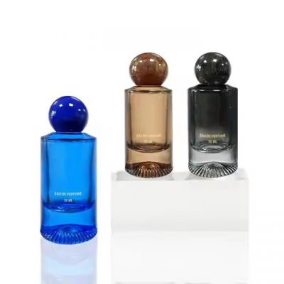 Amber 50Ml Perfume Bottle Round Perfume Glass Bottle Custom Perfume Bottle With Box Packaging Logo