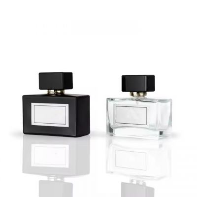 Custom Logo Perfume Bottle Empty Glass Perfume Bottles Black Square Perfume Bottle 50 Ml With Box Packaging