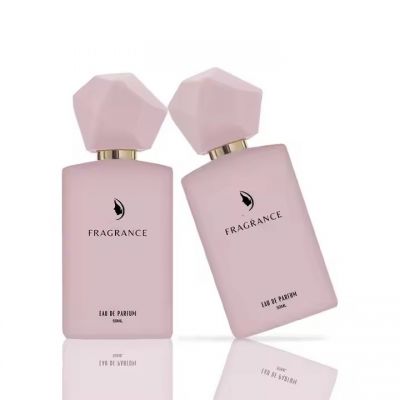 New Design Unique Luxury Perfume Bottle 50ml Empty Matte Pink Bottle Perfume With Paper Gift Packaging