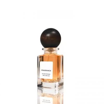 Best-Selling Square Perfume Bottle Clear Printing Logo 30ML 50ML 100Ml Glass Perfume Bottle and Wooden Lid