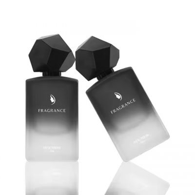 Custom Gradient Black Perfume Bottle 50ml Empty Glass Perfume Bottle Square Perfume Bottle With Box Packaging