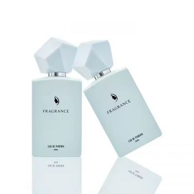 Luxury Square Glass Perfume Bottle New Design Matte Blue 50ml Empty Perfume Bottles With Box