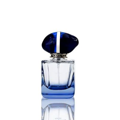 New Design Branded Perfume Bottle Square Gradient Blue 30ml Perfume Bottle Empty Custom Logo With Box Packaging
