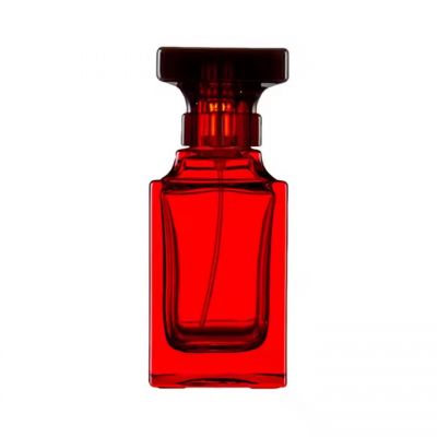 New Design 50ml Perfume Bottle Square Red Luxury Perfume Bottles Custom Perfume Bottle With Box Packaging and Unique Cap
