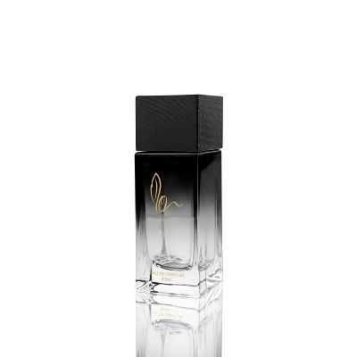 Hot Selling Perfume Bottle 50Ml Square Gradient Black Perfume Bottle Custom Empty Perfume Bottle With Box Packaging and Wood Cap