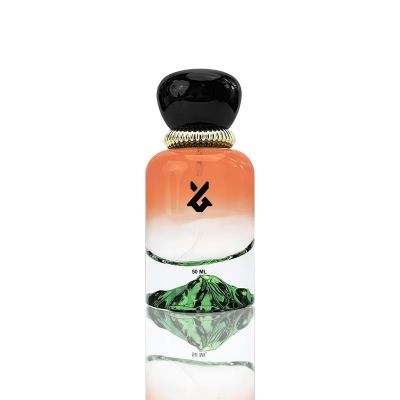 New Design Perfume Bottle Empty 50ml Round Gradient Orange Spray Bottle Perfume Green Volcano With Gift Packaging