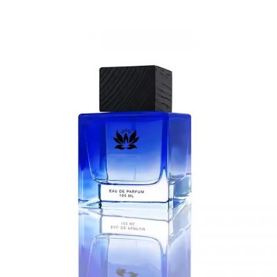 High Quality Gradient Blue Perfume Bottle 50ml Empty Perfume Bottles Square Custom Luxury Perfume Bottle With Box