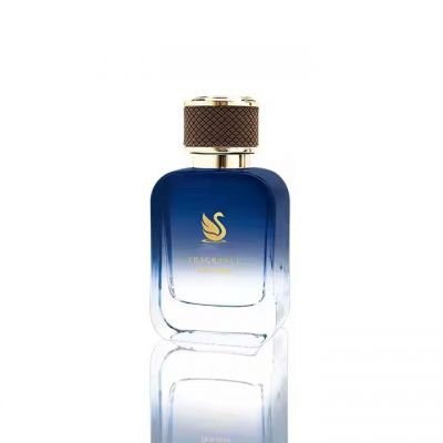 Unique Gradient Blue 50ml Empty Perfume Bottles Square Perfume Bottle Custom Perfume Bottle With Packaging and Paper Bag