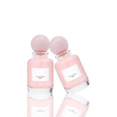 New Arrival Round Women Perfume Bottle Transparent 50Ml Perfume Bottle Custom Glass Perfume Bottle With Box Packaging