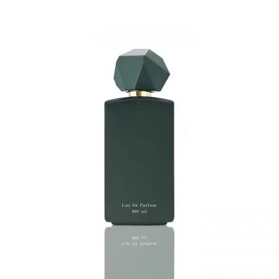 The New Listing Perfume Spray Bottle 100ML Glass Perfume Bottle Green Square Perfume Bottle With Polygon Lid