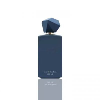 Elegant Blue Perfume Bottle Glass 50ml 100ml Rectangle Glass Perfume Bottle with Irregular Lid