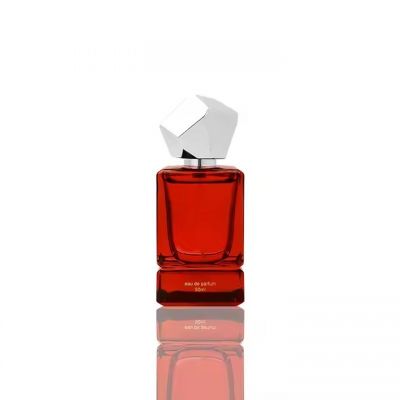 Recommend 30ml 50ml 100ml Glass Spray Empty Perfume Bottle square Red clear Glass Bottle for Perfume with Package