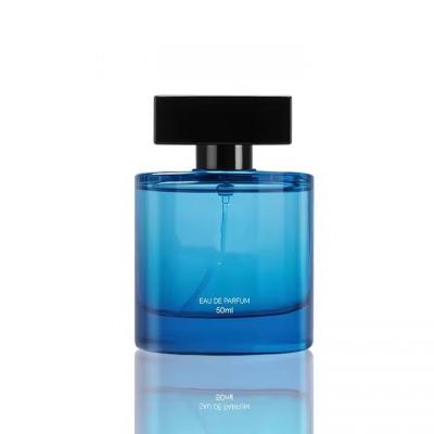 Hot Blue Perfume Bottle 50ml Empty Parfum Bottles Custom Ellipse Perfume Bottle Glass with Box