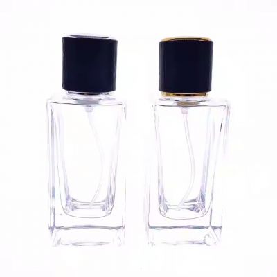 Custom Logo 50ml Perfume Bottle Clear Square Shape Empty Rectangular Glass Spray Bottle Crimp Neck Perfumes Packaging Bottles