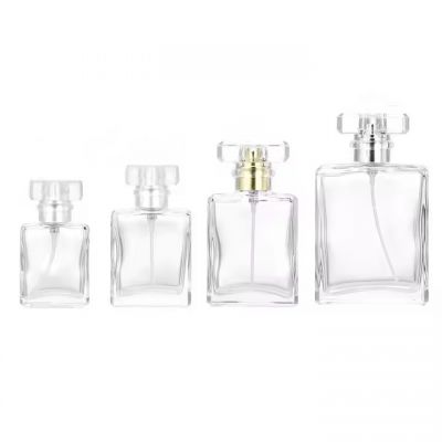 25ml 30ml 50ml 100ml Flat Square Empty Glass Perfume Bottle Spray Perfume Atomizer Bottles With Acrylic Caps