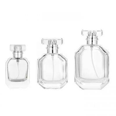30ml 50ml 100ml Luxury Glass Perfume Bottle Empty Unique Hexagon Shape Crimp Neck Perfume Spray Bottle With Cap