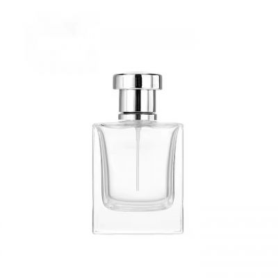 Transparent Crimp Neck Mist Spray 30ml 50ml Empty Glass Perfume Bottle Flat square Shape Glass Spray Bottles