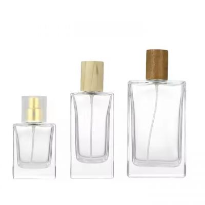 Wholesale High Quality Clear 30ml 50ml 100ml Empty Glass Perfume Bottle Square Spray Bottle With Spray Pump Cap