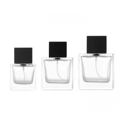 High Quality 30ml 50ml 100ml Luxury Spray Cube Glass Empty Clear Square Perfume Bottle With Square Cap