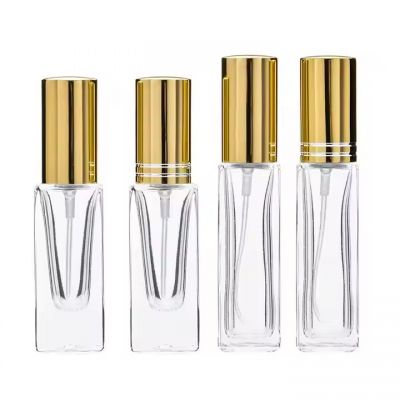 Wholesale Luxury 6ml 9ml Clear Mini Empty Square Shaped Glass Spray Perfume Bottle With Aluminum Sprayer Pump