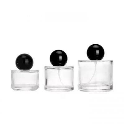 Wholesale Luxury Round Thick Bottom 30ml 50ml 100ml Empty Spray Glass Perfume Bottle Packaging With Ball Cap