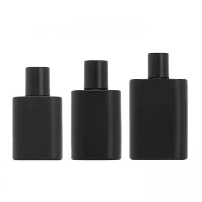 Hot Selling Glass Perfume Bottles 30ml 50ml 100ml Black Flat Square Round Empty Perfume Atomizer Spray Bottle