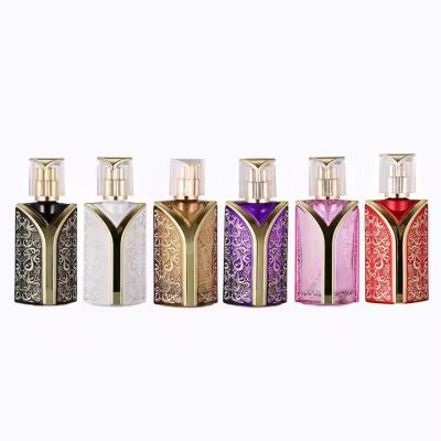 Wholesale Luxury UV Engrave 6 Colors 30ml Fragrance Bottle Perfume Glass Bottle With Cap and Spray Pump