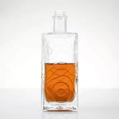 Thickened Glass Wine Bottle 500ml Transparent Square Shape Glass Liquor Bottle With Lid Mini Beverage Glass Bottle