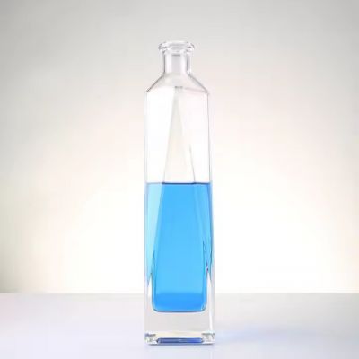 Wholesale Diamonds Shaped Flat Mouth Thick Bottom Long Glass Bottle Vodka Liquor Gin Rum Tequila Whisky Brandy Spirits Bottle