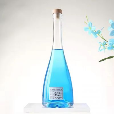 Wholesale Water Drop Glass Wine Bottle White Transparent Juice Whiskey Empty Bottle Vodka Ice 500ml 375ml Liquor Bottle