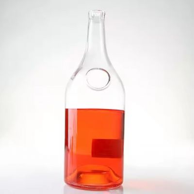 High Quality Unique Design Cylindrical Transparent Glass Wine Bottle 500ml 750ml Gin Rum Whisky Vodka Bottle with Cork Stopper