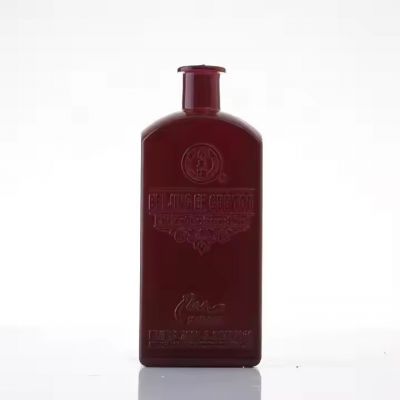 Matte Black Red Glass Gin Bottle 500ml 750ml Frosted Black Spirit Liquor Vodka Glass Wine Bottle 750ml Glass Olive Oil Bottle