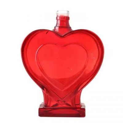 Heart Shaped Borosilicate Empty Custom Spirits Gold Vodka Liquor Gin Whiskey Clear Glass Water Bottle