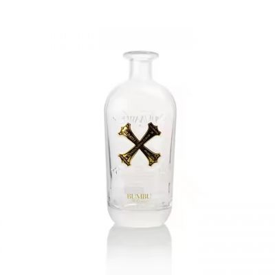 Customizable Logo Print Decal Vodka 750ml Round Frosted Glass Bottle Hot Silver Font Cork Lids Dropper Sealing Type