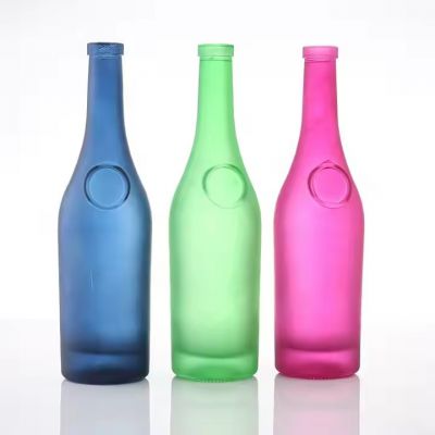 Wholesale Empty Decal Spirits Colored Juice Whisky Gin Rum Alcohol Vodka Liquor Glass Bottle with Cork