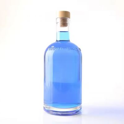 High Flint 500ml 750ml Glass Cylindrical Round Clear Glass Aspect Liquor Bottles for Packaging Whiskey Vodka Glass Bottle