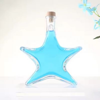 High Quality Customized Fancy Star Shaped Glass Packing Liquor Spirits Wine Vodka Gin Glass Bottle Wholesale