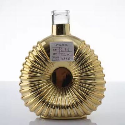 Hot Selling Customized Bottle Gold Electroplating Glass Packing 700ml 750ml Brandy Bottles Manufacturers for Alcoholic Beverages