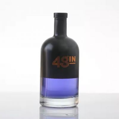 Luxury Tall Neck Flat Shoulder Whiskey Vodka Spirits Liquor Glass Bottle With Bamboo Stopper Cork