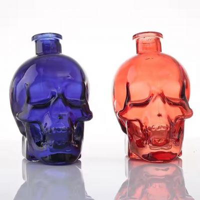 Customized Skull Empty Square Vodka Liquor Liqueur Whisky Whiskey Rum Alcohol Resealable Glass Bottle