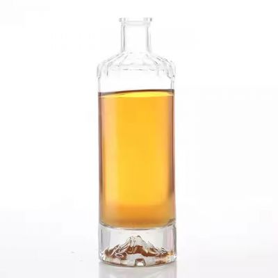 Luxury Customized Logo Mountain Bottom 750ml 700ml Spirit Gin Liquor Whisky Rum Tequila Vodka Glass Bottle With Cap